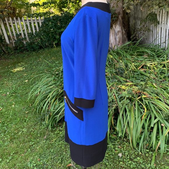 Joseph Ribkoff Electric Blue/Black Sheath Dress - Picture 9 of 11